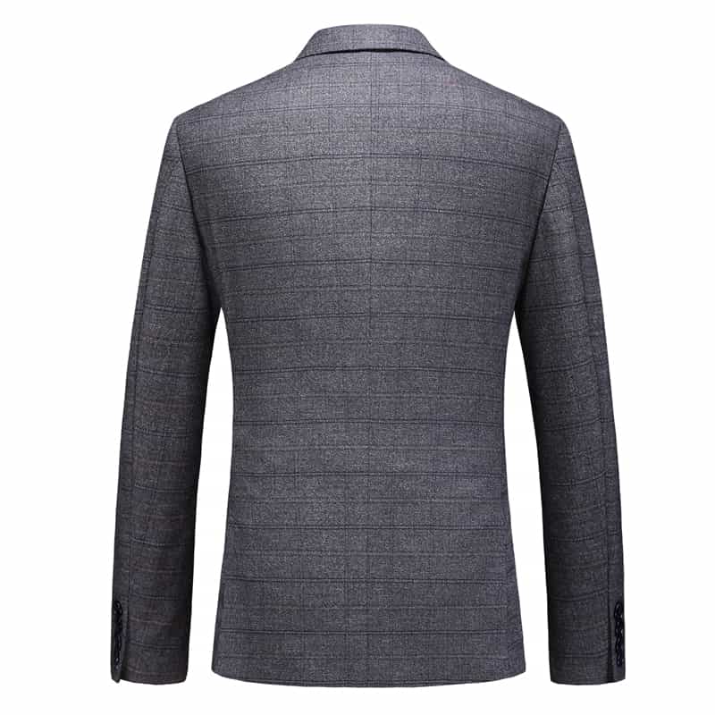 Mens 3 Piece Plaid Suit Red & Grey & light Blue & Dark Blue Windowpane Pattern