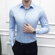 Men's Dress Shirt Non Irony Solid Skinny Long-Sleeved Formal For Prom Wedding Business