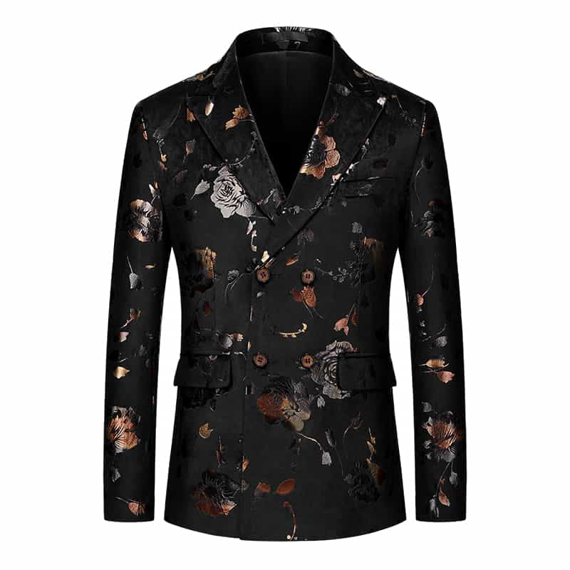 Men's Printed Blazer in Blue and Black - Main Image
