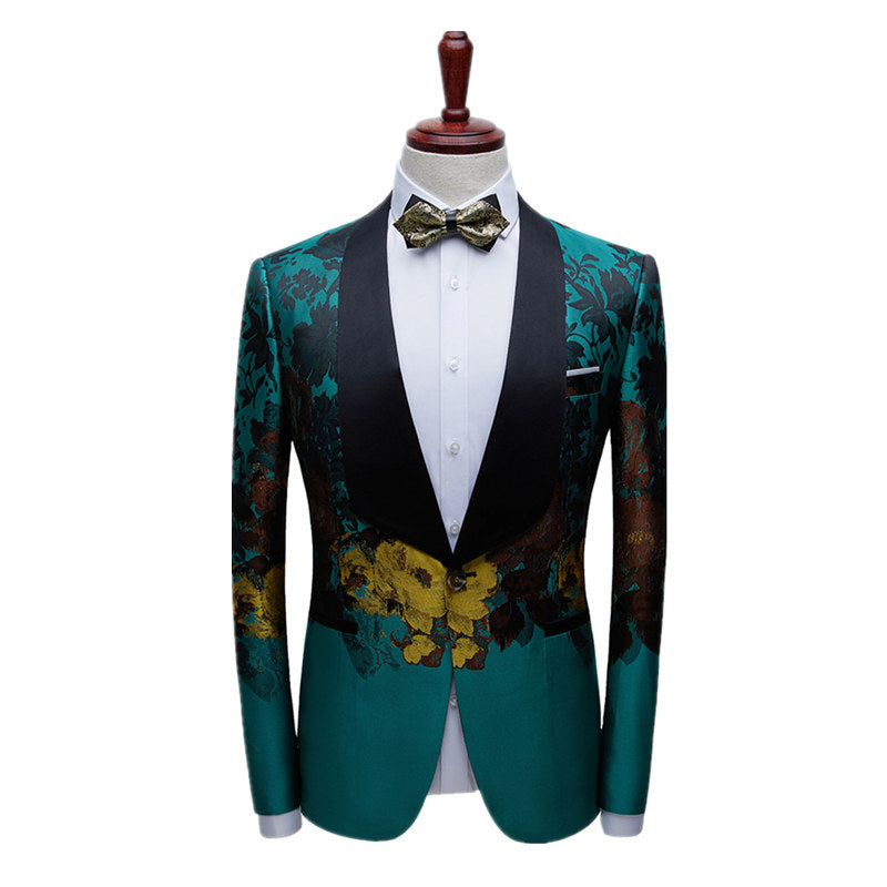 Mens 2 Piece Floral Tuxedo in Green