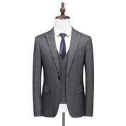 3 Piece Grey Suits for Men Slim Fit Wedding Prom Tuxedos Plaid Formal Dress Pants Suits