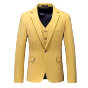Men's Solid Yellow 3 Piece Suit