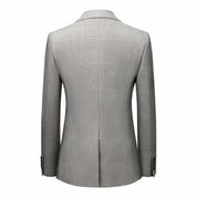 Men's 3 Piece Slim Fit Plaid Two Buttons Suit