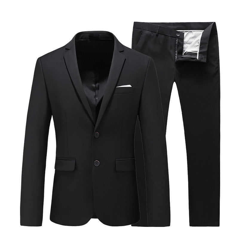 Men 2 Piece Suit in Plain 8 Colors Two Button Closure