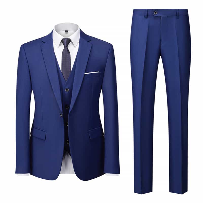 Men's Suit 3 Piece Solid Tuxedo Slim Fit One Button