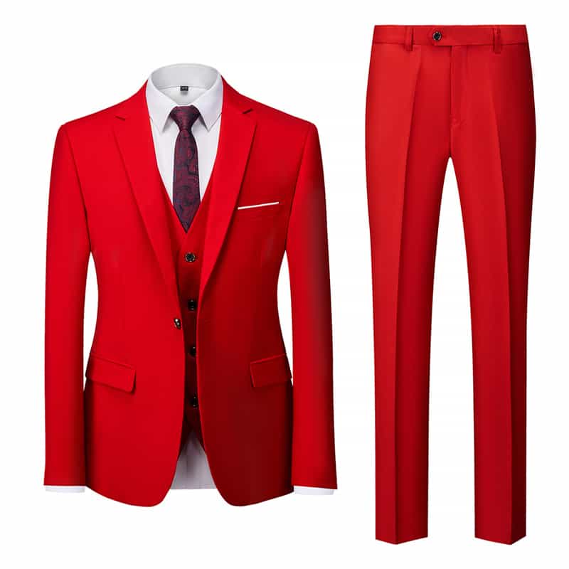 Men's 3 Piece Suit Slim Fit  Casual One Button Tuxedos Set in 6 Solid Colors