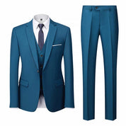 Men's 3 Piece Suit Slim Fit  Casual One Button Tuxedos Set in 6 Solid Colors