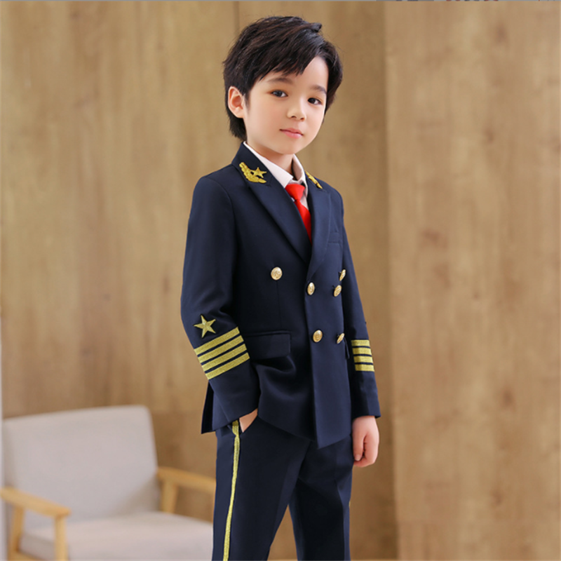 Boys 5 Piece Suit Captain Uniform Pilot Performance Suit