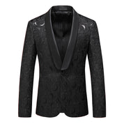 Men's Blazer Jacquard Floral Sport Coat in Black & White