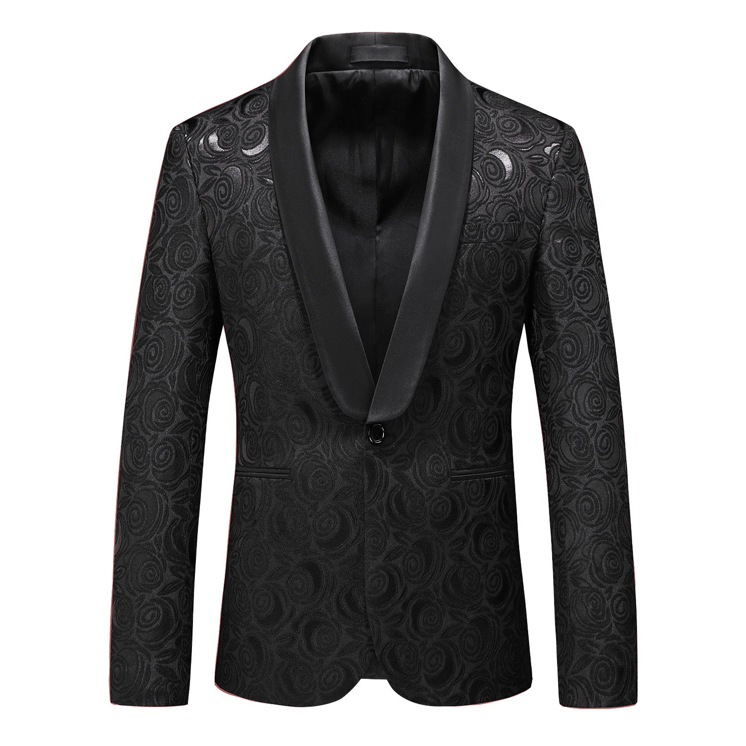 Men's Blazer Jacquard Floral Sport Coat in Black & White