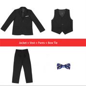 Boys 4 Piece Suit Solid Black Navy Boy Dress