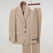 Mens 2 Piece Suit Slim Fit Pinstriped  Leisure Tuxedos For Wedding Prom Groomsmen Party