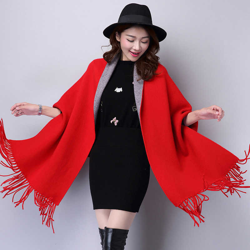 MOGU Women Red Mantle Scarf