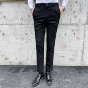 Mens Plaid Dress Pants Flat-Front Slim Fit  Windowpane Trousers For Business Wedding prom