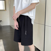 Mens Straight Fit Summer Shorts Stretch Casual Solid Black Apricot Flat Front Dress Short