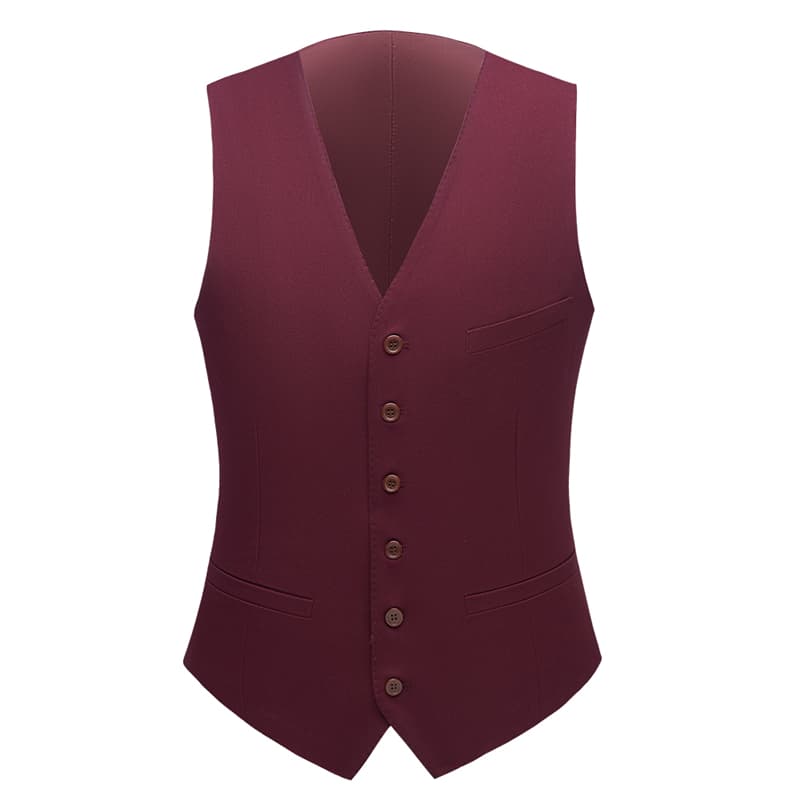 Mens 3 Piece Suit Slim Fit One Button Tuxedos For Wedding Prom Groomsmen Dinner Party Red Blazer Vest Dress Pants