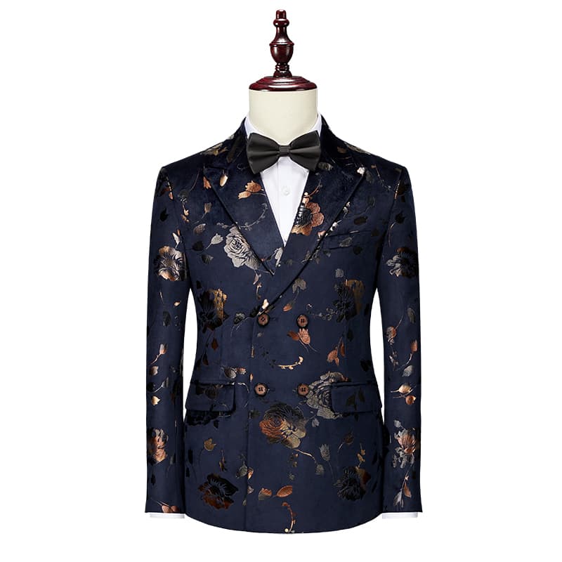 Men's 2 Pieces Double Breasted Floral Suit Jacket