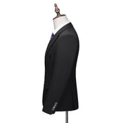 Men's Double Breasted Blazer Solid Suit Jacket in Black
