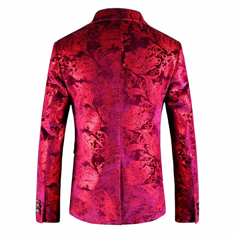 Men Printed Jacket in Hot Pink Two Buttons
