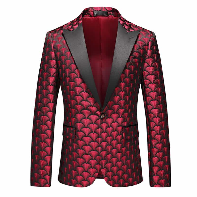 Men‘s Blazer Slim Fit Suit Jacket Casual Printed Sport Coat