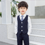 Boys Suit Children's Blue Double Breasted Striped Suit Dress Set