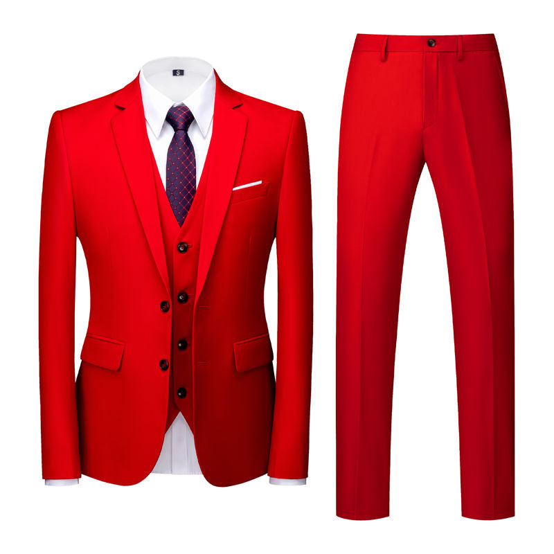 Men 3 Piece Solid Suit 2 button Closure