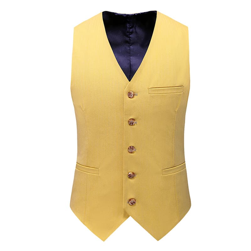 Men's Solid Yellow 3 Piece Suit