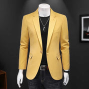 Men Slim Fit Sports Jacket One Button in Green Brown Yellow