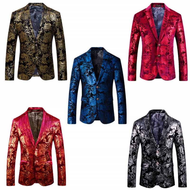 Men Blazer Stylish Dress Party Floral Suit Jacket Slim Fit Sport Coat