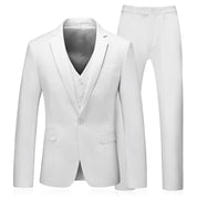 Men's Solid Black & White 3 Piece Suit