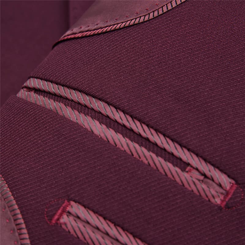 Mens 3 Piece Suit Slim Fit One Button Tuxedos For Wedding Prom Groomsmen Dinner Party Red Blazer Vest Dress Pants