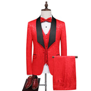 Men's 3 Piece Jacquard Tuxedo with Ties & Pocket Square