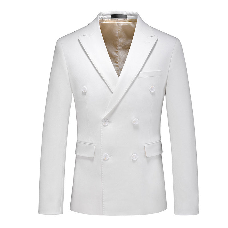 Mens Solid Double Breasted Blazer in Black and White