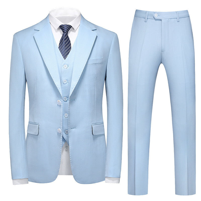 Men's 3 piece Single Breasted Suit in Sky Blue