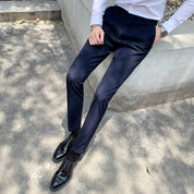 Solid Dress Pants Flat-Front Trousers in 3 Colors