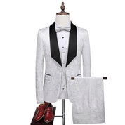 Men's 3 Piece Jacquard Tuxedo with Ties & Pocket Square