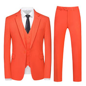 Men's 3 Piece One Button Suit in Red Khaki Light Grey Orange Yellow Solid Colors
