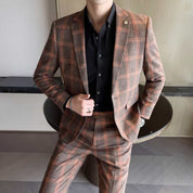 Men's 2 Piece Plaid Suit in 3 Colors