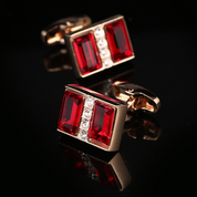 Red Crystal French Gold Cufflinks for Men