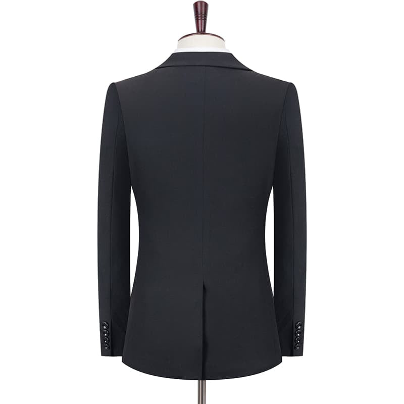 Men 3 Piece Solid Suit Two Buttons In Black
