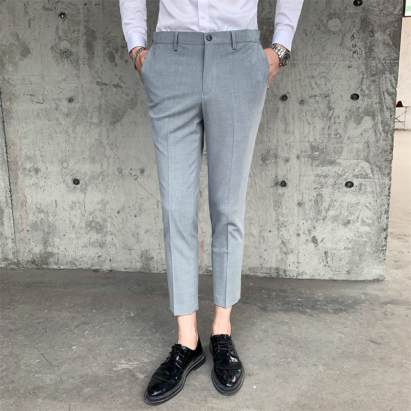 Spring Black Sweatpants Men's Casual Pleated Solid Suit Pants Zipper Pocket  Ankle-Length Trousers - Walmart.com