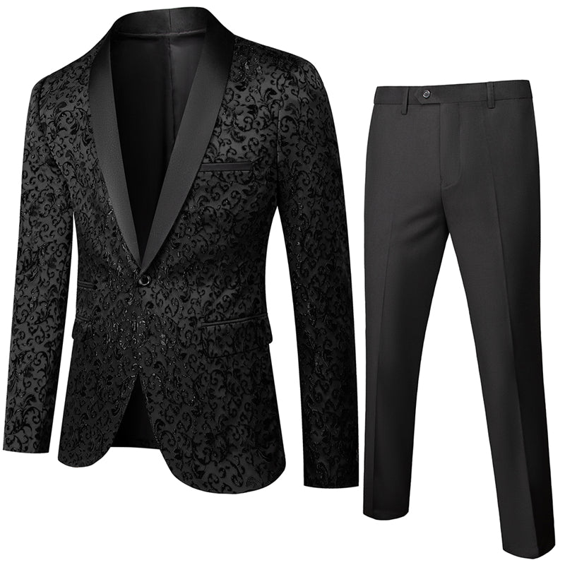 Solid Black and Grey Tuxedo Party wear Two-Piece Suit Set – Luxurazi