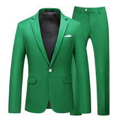 Mens 2 Piece Suit One Button Green & Brown & Khaki Solid Colors
