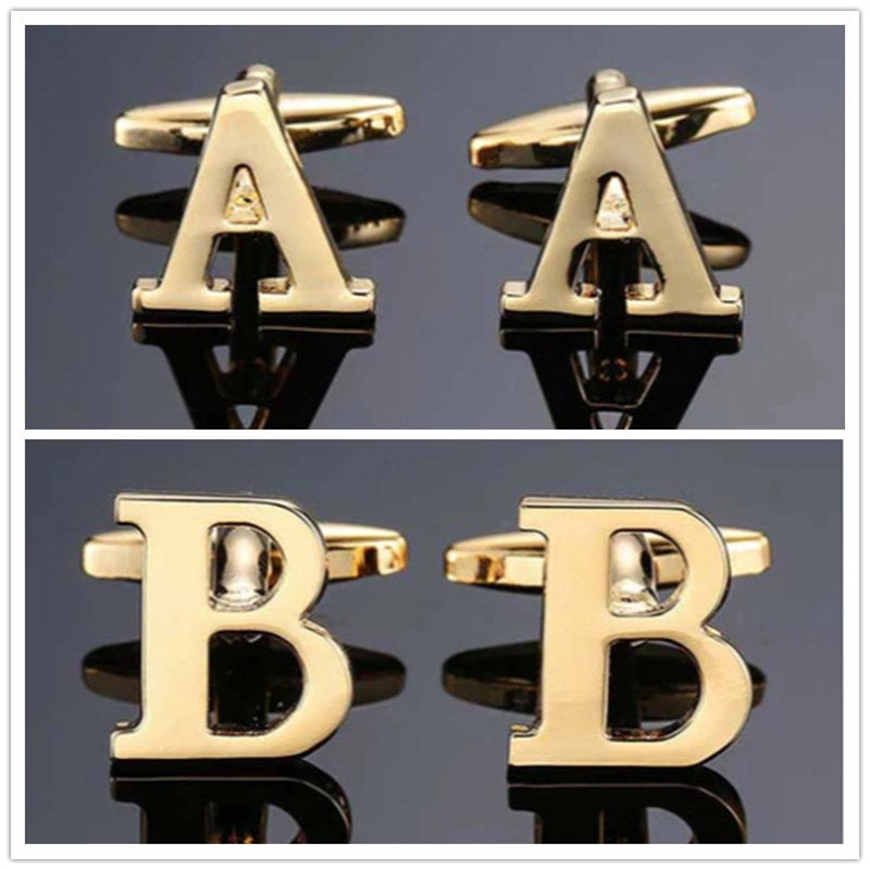 26 Dimensional Letter Style Cufflinks Gold