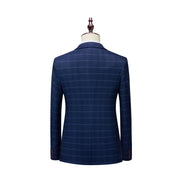 Men's Plaid Blazer Casual Dark Blue Checkered Suit jacket
