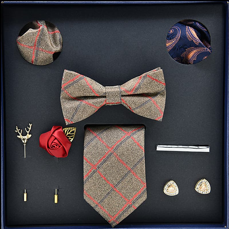 Men's 8 Pieces Plaid Ties Set
