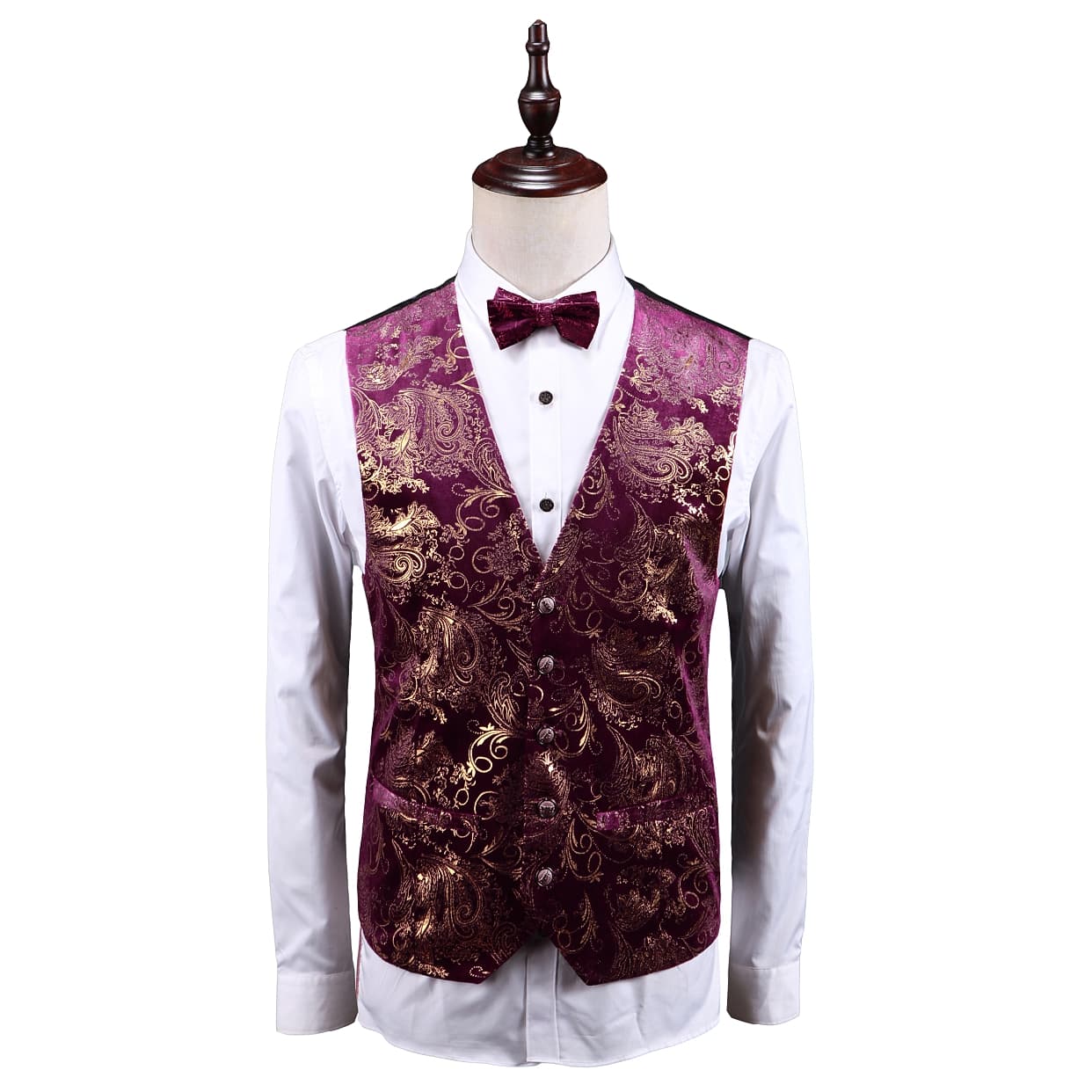 Mens Single Breasted Stylish Floral Pattern Vest Printed Slim Fit Waistcoat For Prom Groomsman Wedding Party