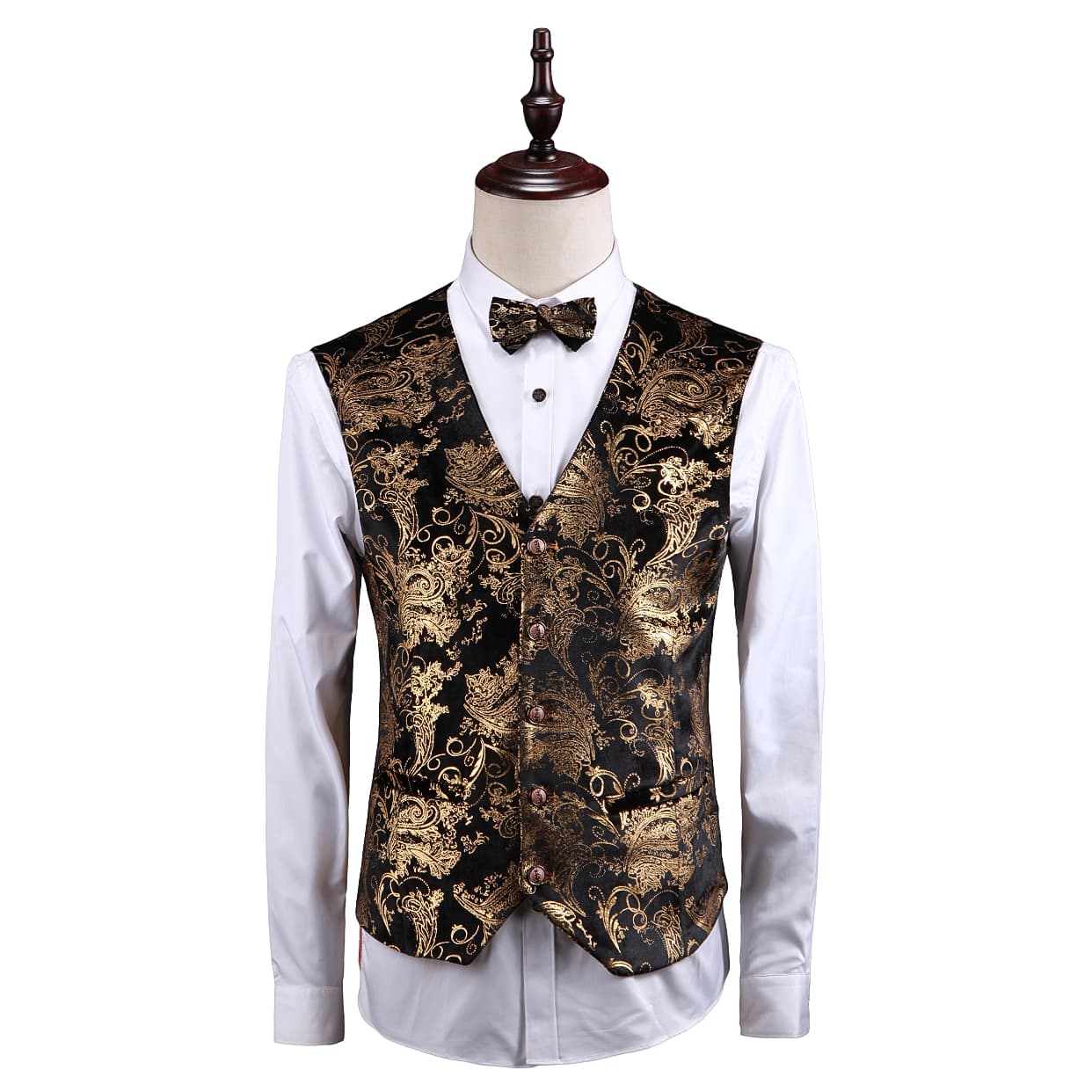 Mens Single Breasted Stylish Floral Pattern Vest Printed Slim Fit Waistcoat For Prom Groomsman Wedding Party