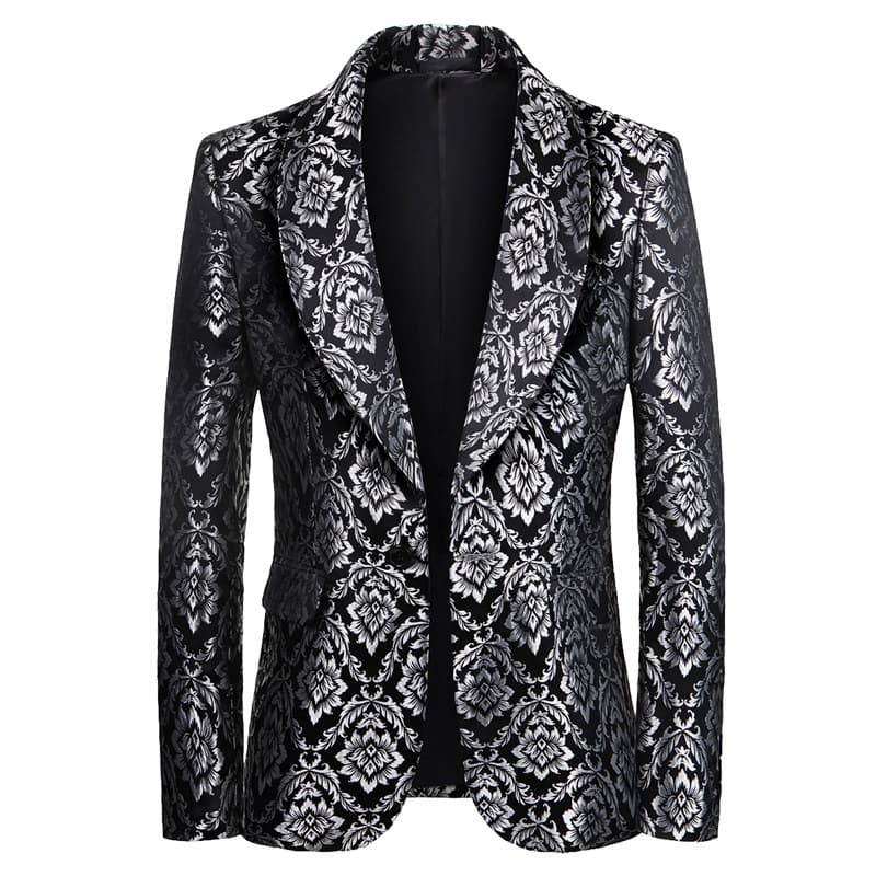 Men's 2 Piece Suit One Button Silver