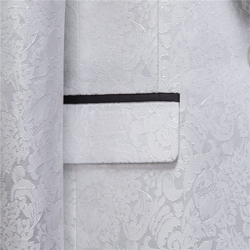 Men's Dress Blazer Jacquard Embroidered Jacket in 7 Colors